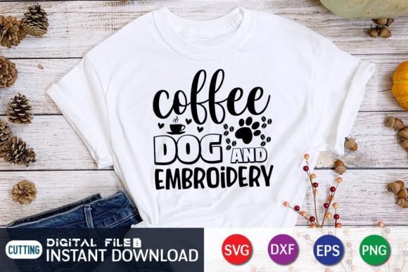 Coffee Dog and Embroidery SVG Design
